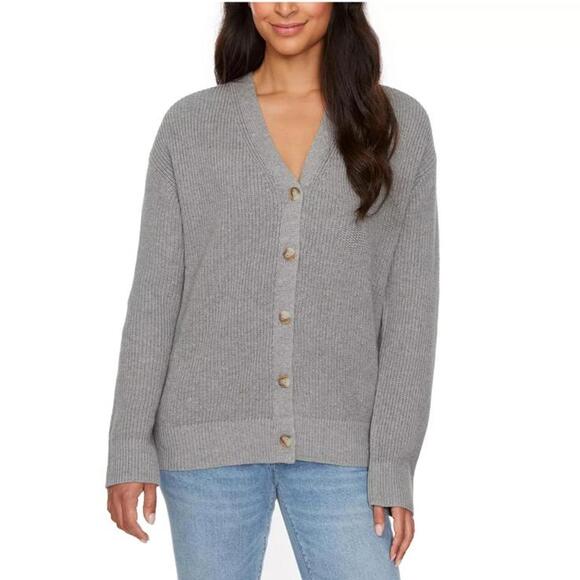 Hudson 100% Cotton Gray Button Up Knit Cardigan Sweater Women’s size Large - Picture 11 of 13